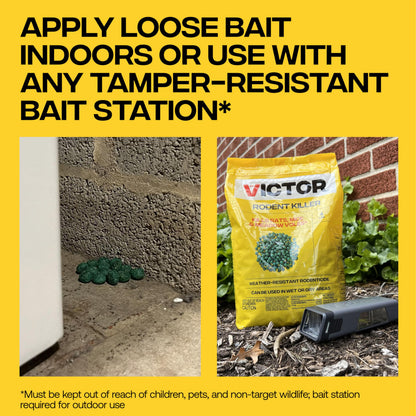 Victor Rat Poisoning for Inside & Outdoor Use - Kills Rats, Mice, Meadow Voles, Mouse Poisoning for Indoor & Outside Areas, Ready-to-Use, Yellow, M925, 4 lbs