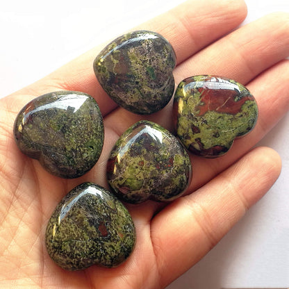 Bacatgem 3 Pcs Natural Dragon Blood Jasper Pocket Palm Thumb Healing Crystal Heart Love Worry Stones,1 inches Reiki Balancing Crystal and Healing Stones