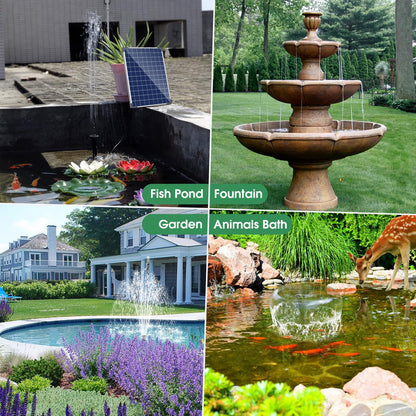 Antfraer 25W Solar Fountain Pump, Solar Water Pump 340GPH Flow Adjustable, Solar Pond Pump with 16.5Ft Cord & PVC Tubing for Pond Small Pond Garden Waterfall Backyard Hydroponics Water Features