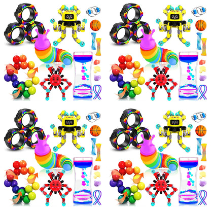 60Pack Fidget Toys Bulk for Adult Kids Age 5-7, 8-12, Sensory Autism Travel Must Have ADHD Autistic Figette Classroom Treasure Prize Box School Must Have Stress Anxiety Easter Basket Stuffers Gifts