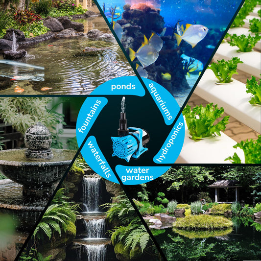 Hexago 2700GPH Submersible Water Pump, 120W Water Pond Pump with Barrier Bag, 33FT Power Cord, 15FT Lift Quiet Water Garden Pumps for Pond, Waterfall, Fountains, Fish Tank and Hydroponic, UL Listed