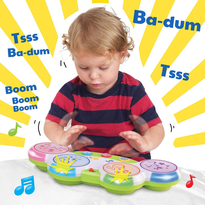 HAP-P-KID Magic Touch Drum, Toddler Light Up Music Bongos Toy, Infant Touch Sensor Musical Instrument Baby Drum, Birthday for 9 12 18 24 Month, 1 2 3 Year Old Boys Girls