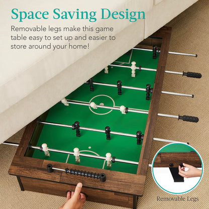 Best Choice Products 40in Tabletop Foosball Table, Compact Mini Arcade Table Hand Soccer for Kids and Adults, Home, Game Room w/ 2 Balls - Dark Wood