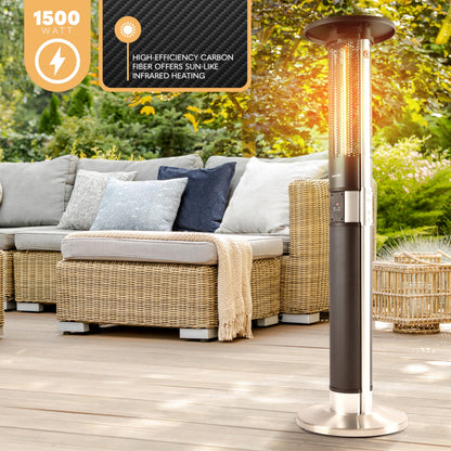 SereneLife Infrared Patio Heater, 1500W Electric with Remote Control, IP24 Approved, Anodized Aluminum Alloy Frame, Indoor/Outdoor for Restaurant, Backyard, Garage, Decks