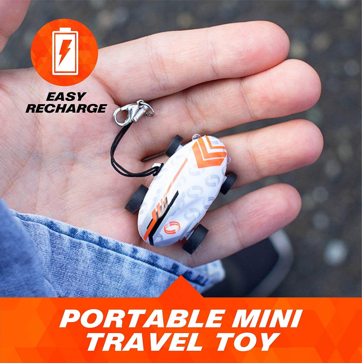USA Toyz Whipz Micro Racers Toy Cars for Kids - Mini Keychain, Glow in The Dark LED Fast Pocket Racer Fidget Toy, Mini Car Spinner with Racing Stunt Ball, Keychain Clip, and USB Charger