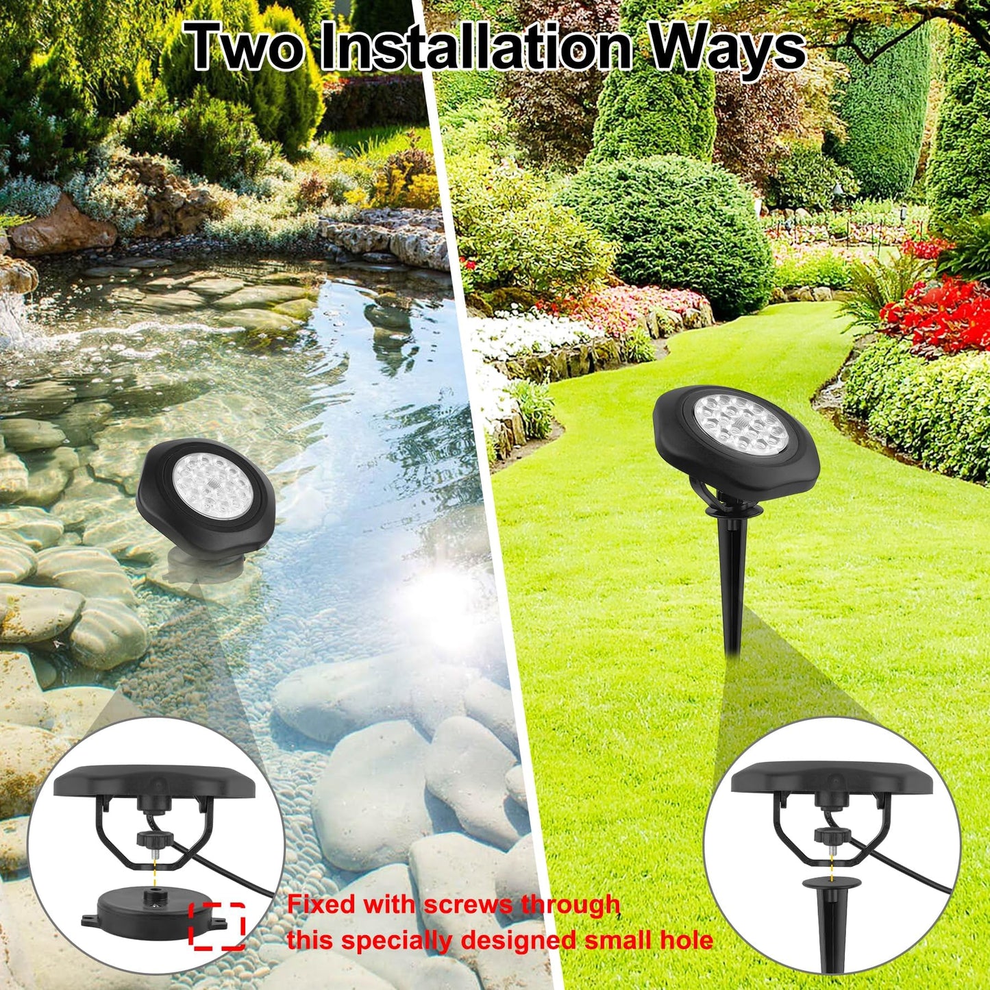CREPOW RGB Pond Lights with Timer,18 LED Underwater Submersible Fountain Lights,Remote Control IP68 Waterproof Color Changing Spotlights for Fish Aquarium Tank Yard Garden Pool (Set of 5)