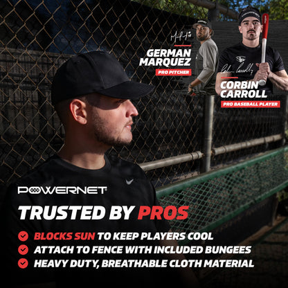 PowerNet Dugout Shade Cover, Baseball & Softball Portable Sun Shade, Outdoor Sports Sun Cover for Chain Link Fence, 18.75 FT x 7 FT