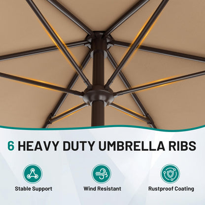 AreShark 7.5FT Patio Umbrella Table Market Umbrella with 6 Sturdy Ribs, Button Tilt/Crank, Heavy-Duty Outdoor Umbrellas for Pool, Deck, Garden and Backyard, Beige