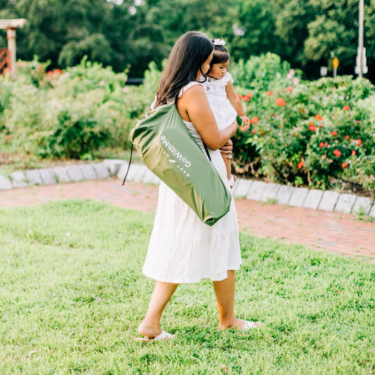 Baby Delight Go with Me Venture Portable Chair | Indoor and Outdoor | Sun Canopy | 3 Child Growth Stages | Moss Bud Green