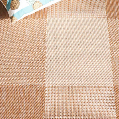 SAFAVIEH Washable Rug Outdoor Courtyard Collection - 2'3" x 5', Natural & Beige, Plaid Pattern, Non-Shedding & Easy Cleaning, Ideal for Patio, Front Door, Entryway, Mudroom, Doormat (CY6201-393)