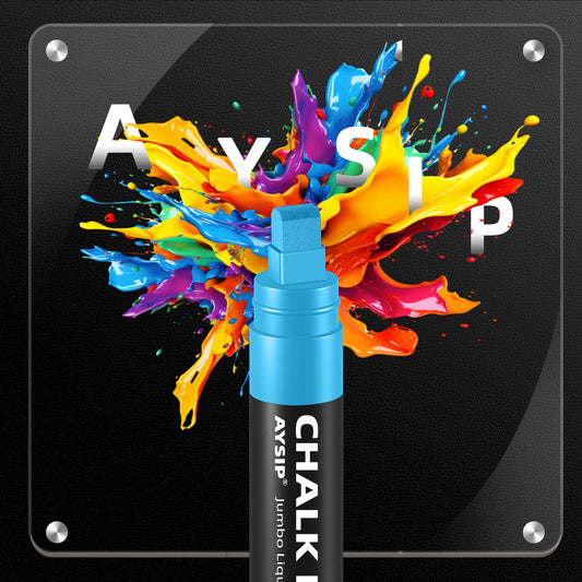 AYSIP Window Chalk Markers for Blackboard，10 Colors Washable Glass Jumbo Liquid Chalk Marker with 10mm 3 in 1 Nib Thick Wide Tips, Big Chalkboard Markers, Car Paint Pen Auto, Mirror, Bistro, Poster