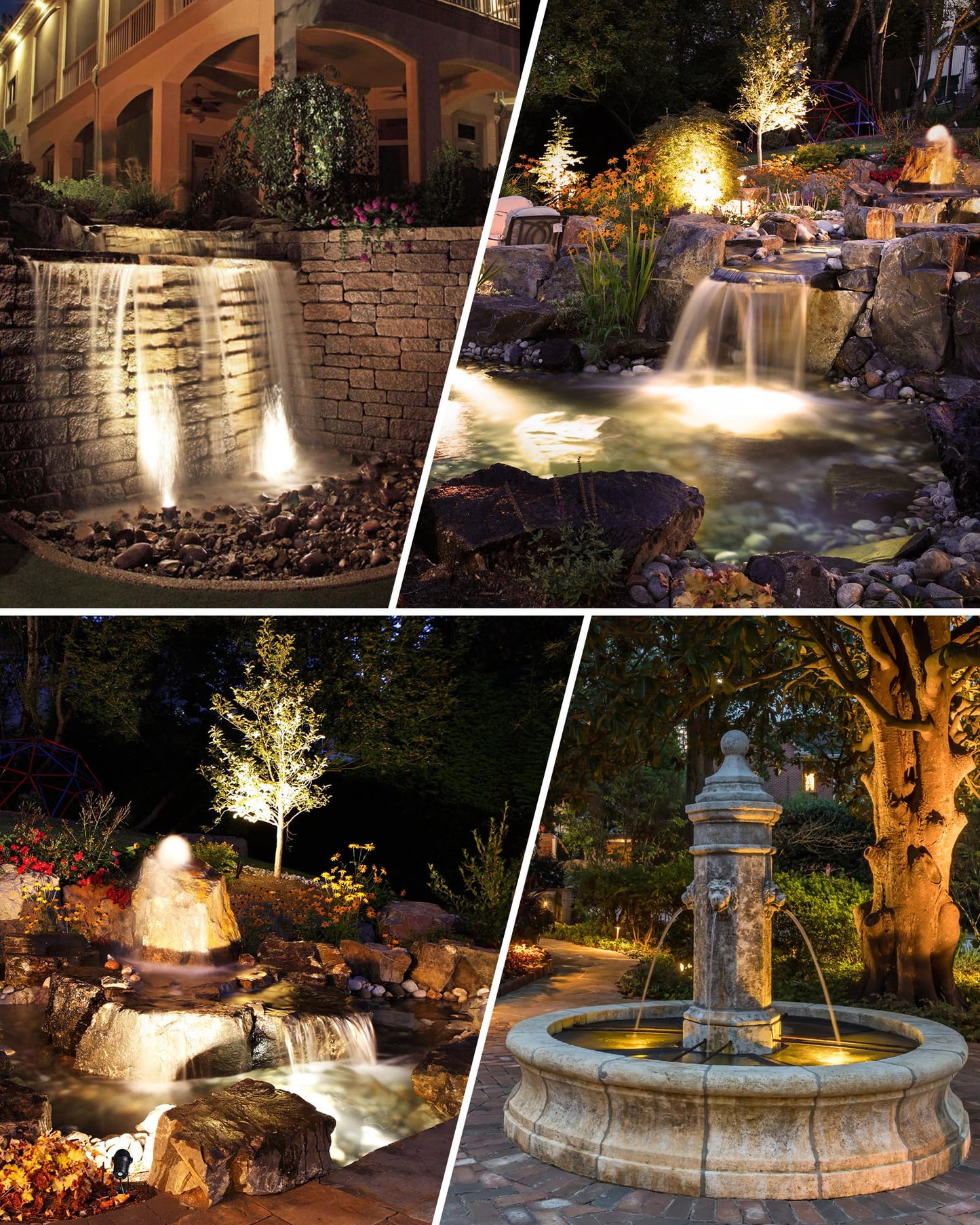 SUNVIE 3W Pond Lights LED Underwater 3000K Warm White IP68 Waterproof Underwater Pond Lights 12-24V AC/DC Low Voltage Fountain Light LED Underwater for Outdoor Ponds Fountains Waterfalls, 4 Pack