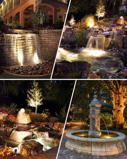 SUNVIE 3W Pond Lights LED Underwater 3000K Warm White IP68 Waterproof Underwater Pond Lights 12-24V AC/DC Low Voltage Fountain Light LED Underwater for Outdoor Ponds Fountains Waterfalls, 4 Pack