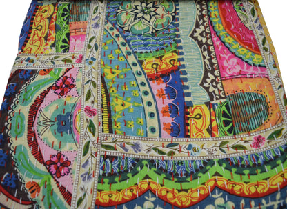 V Vedant Designs Indian Handmade Twin/Queen/King Size Cotton Patchwork Kantha Quilt Reversible Bedding Quilt (Twin)