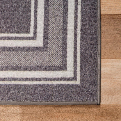 Beverly Rug Non Slip Area Rugs 5x7 Modern Bordered Non Skid Rubber Backing Soft Area Rug for Living Dining Room Easy to Clean Non Shedding Kitchen Bedroom Indoor Carpet 5 x 7 Gray