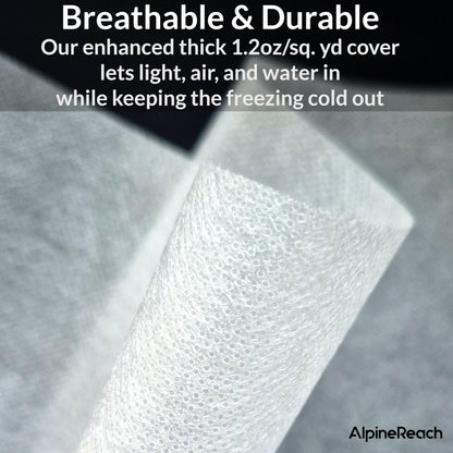 AlpineReach Plant Covers Frost & Sun Protection 10 x 50 ft - Thick 1.2 oz/yd² Freeze Blanket to Low 28 °F Temperatures Floating Row, Garden Fabric Material, Protect in Winter Cold, Gardening Down