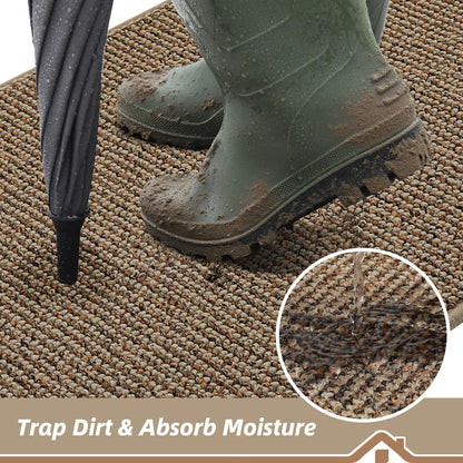 BEQHAUSE Dirt Trapper Door Mat 20" x 32", Non-Slip Washable Doormats Entrance Mat, Dirt Resistant and Absorbent Welcome Mat, Low Profile Floor Mats for Front Back Door and Entryway, Beige