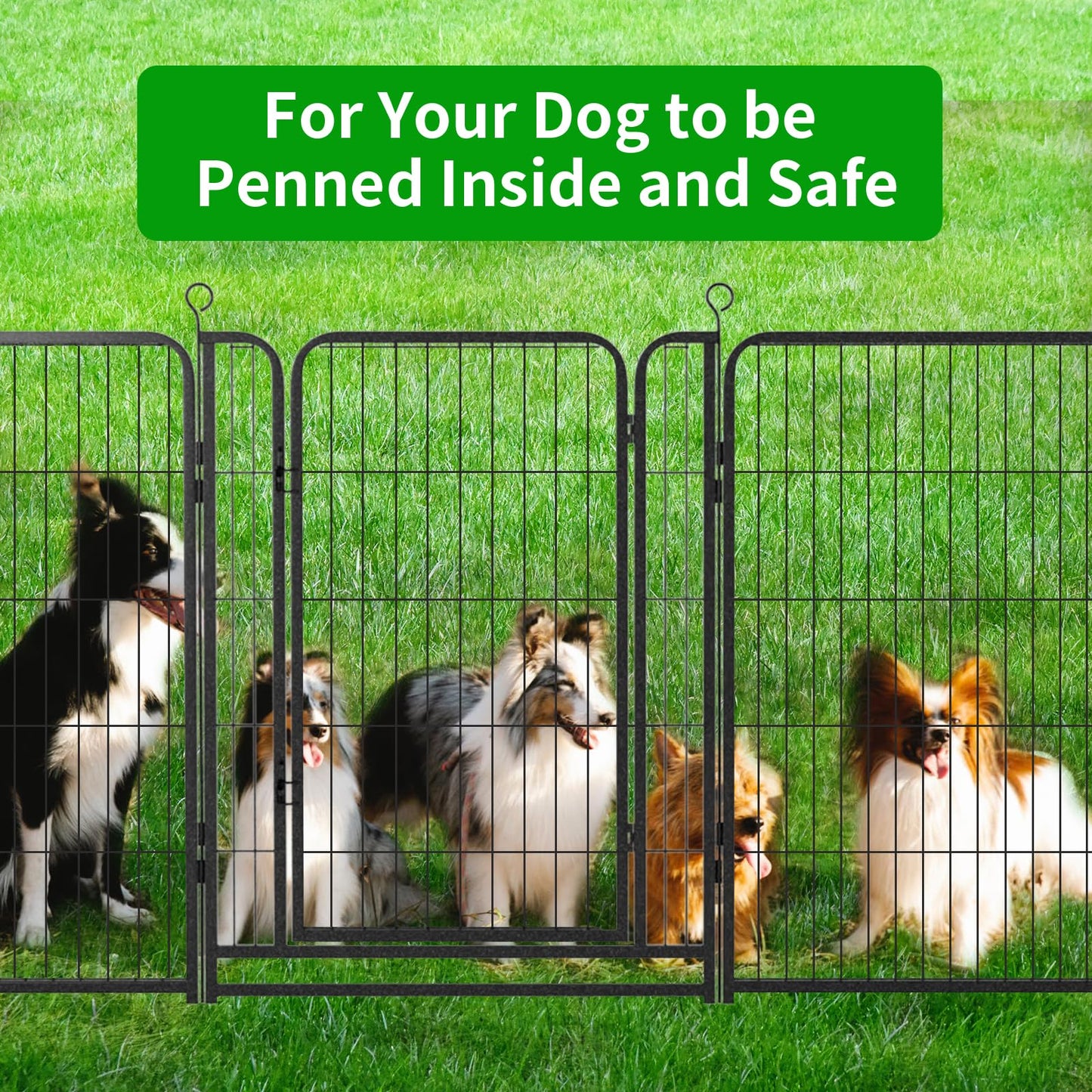 Kfvigoho Dog Playpen Outdoor Extra Wide 12 Piece Panels Heavy Duty Anti-Rust Coating-Strengthened Dog Fence 40" Height with Doors Portable for RV Camping Yard, Total 32FT, 79 Sq.ft, Snowy Black