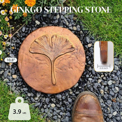 Stepping Stones Outdoor Set of 3, 10.8" Antique Ginkgo Bronze Garden Stones Outdoor Decorative Set – Grandma Mothers Day Gifts, Garden Memorial Stone for Loved Ones, Backyard Pathway Pavers, Walkway