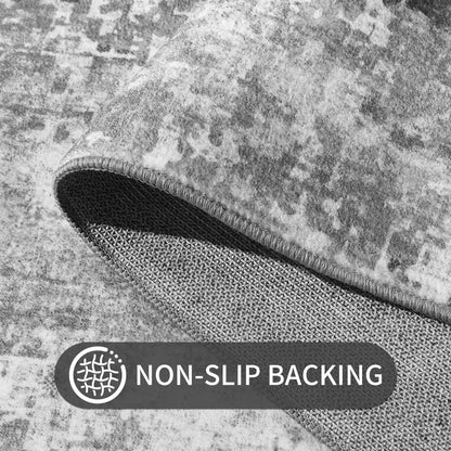 Ompaa 2x6 Rug Runners for Hallways Kitchen Runner Rug Non Slip Washable Grey Long Runner Rugs with Rubber Backing Soft Abstract Carpet Runner for Hallways, Kitchen, Bedroom, Bathroom, Entryway