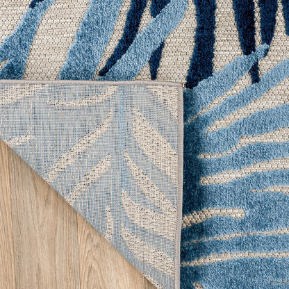 Rugshop Navy Lucca Contemporary Floral Indoor/Outdoor Area Rug Durable Polypropylene, Weather Resistant, Easy to Clean Perfect for Patio, Backyard, Deck and Outdoor Lounge 7'10" x 10'