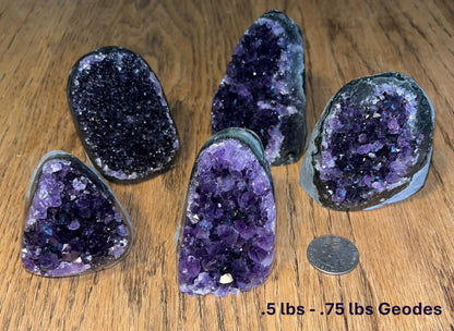 Premium Amethyst Geode Stone Crystal Cluster .5 - .75 Pound Geode - Each Piece is Unique & Natural - Raw Healing Crystal Rock from Uruguay - Deep Purple Decoration - FREE 3" Selenite Wand