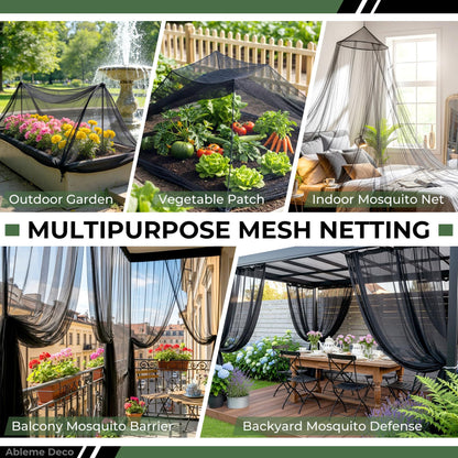 Mosquito Netting Garden 39x10Ft, Garden Mesh Netting, Fly Insect Bird Net Barrier for Plant Protection Net for Patio Outdoor Use (Black, 39x10FT)