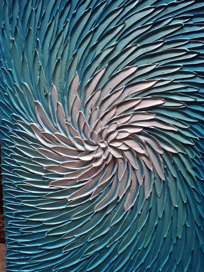 YaSheng Art - 24x36inch Wall Art 3D Vertical Wall Art ,100% hand painted Modern Abstract Wall Art ,Oil Painting Blue and Silver Canvas Wall Art Artwork ,Wall Art for Living Room, Bedroom Wall Decor,Office Wall Decor Home ,Framed Wall Art