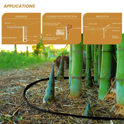 DeepRoot Water Barrier, Versatile Bamboo Barrier, Easy-to-Install Garden Barrier for Landscaping and Protection, Durable, Flexible, 18" x 50' Roll-30 mil Thickness, Black (WB 18/30-50)