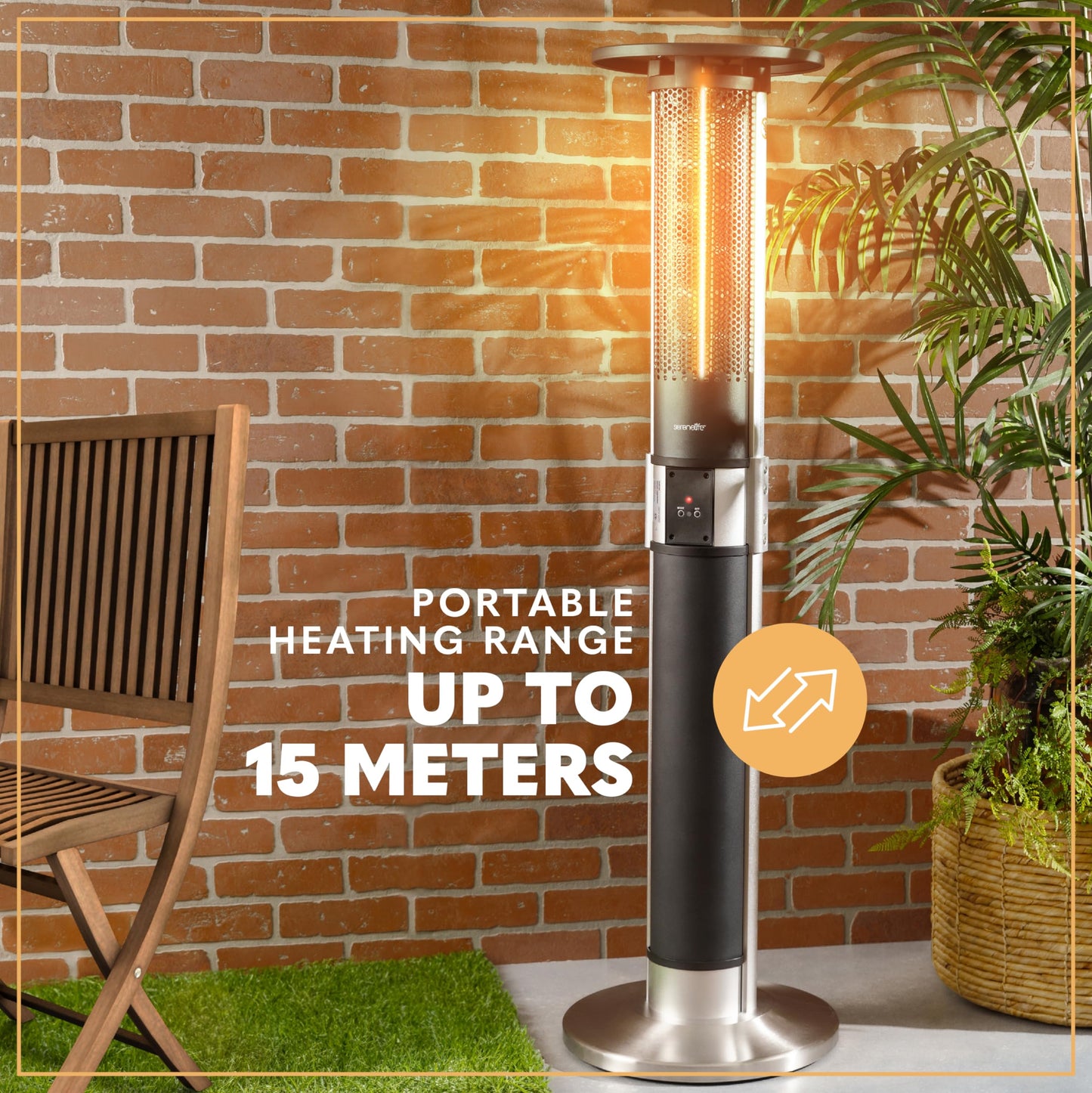 SereneLife Infrared Patio Heater, 1500W Electric with Remote Control, IP24 Approved, Anodized Aluminum Alloy Frame, Indoor/Outdoor for Restaurant, Backyard, Garage, Decks