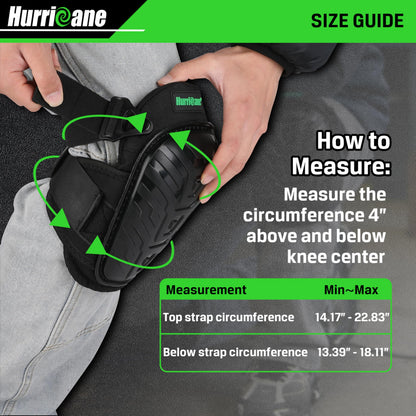 HURRICANE Professional Knee Pads for Men & Women-Heavy Duty Gel & Foam Cushion with Adjustable Straps for Work,Construction, Gardening, Flooring,Welding，Plumbers, Electricians
