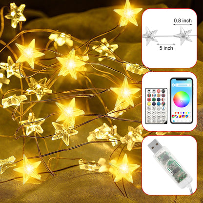 LiuZpatial Smart Star Lights for Bedroom Indoor, 33 FT 80 LED USB Star Ttring Lights, App & Remote Control, Timer Music Sync