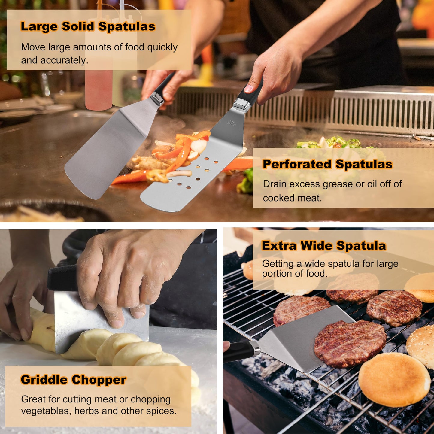 purechef 238PCS Premium Griddle Accessories Kit, Griddle Tools for Flat Top Grill with Enlarged Spatulas, Burger Press, Basting Cover & Storage Bag, Flat Top Grill Accessories for Outdoor Barbecue