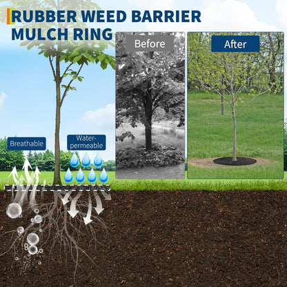 ActiveTrail 6 Pack 36" Rubber Tree Ring,Tree Mulch Mat Tree Weed Barrier for Landscaping Weed Grass Control Root Protection,No Landscape Spike Needed