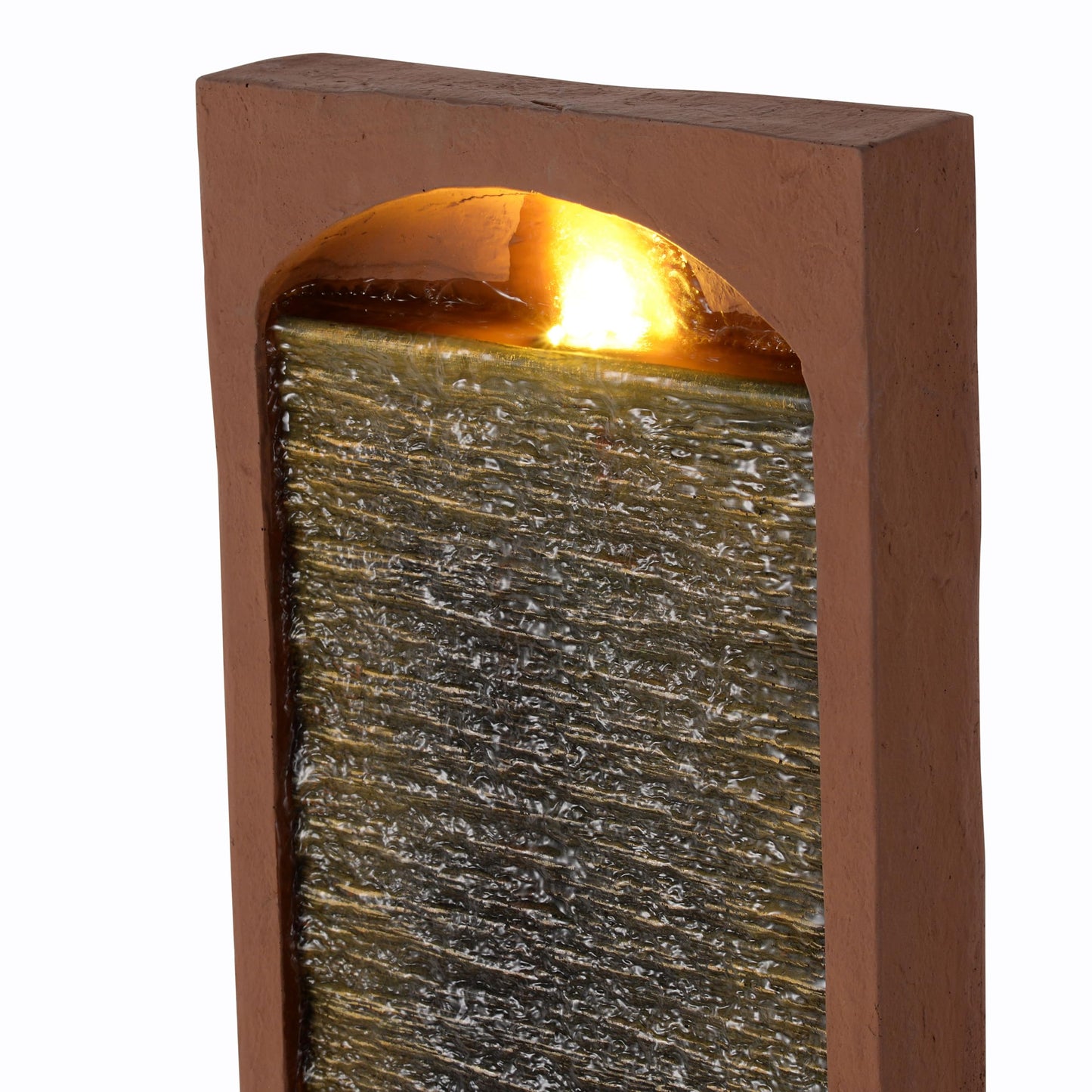 Teamson Home Outdoor 38.5” Textured Waterfall Fountain Yard Décor Red Rock