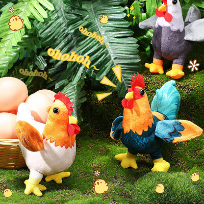 Kasyat 6 Pieces Mini Plush Furry Farm Animal Toys Soft Horse Pig Cattle Rabbit Dog Sheep Doll Stuffed Plush Farm Animals for Birthday Party Decoration(Chicken and Rooster)