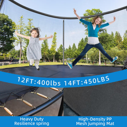 ALTLER Trampoline 12FT 14FT Enclosure Net Outdoor Jump for Kids and Adults Round ASTM Approved Heavy-Duty Bounce Mat with Enhanced Weight Capacity