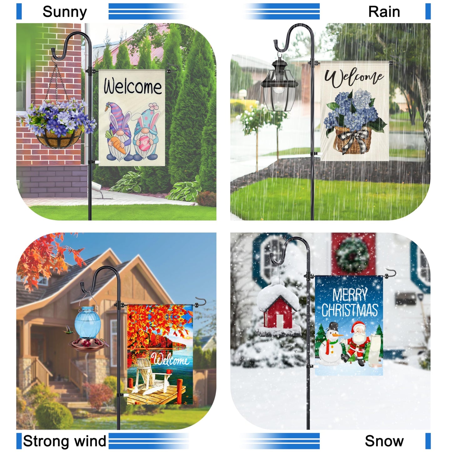 Ottsuls Garden Flag Stand, Heavy Duty Flag Pole Holder with Shepherd Hook for Yard Decoration, 45 INCH Sturdy Yard Flag Post Stake Outdoor Garden Flag Holder for 14''x20'' Flags (Without Flag)