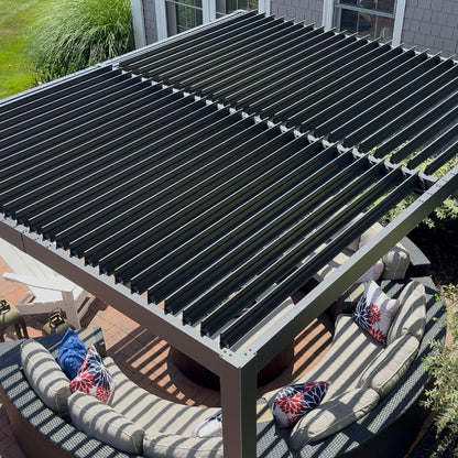 PURPLE LEAF Louvered Pergola 10' x 12' Aluminum Outdoor Pergola with Adjustable Louvers Roof and Integrated Drainage System 70 Mph High Wind Resistant Small Pergolas for Patio Deck Porch Yard