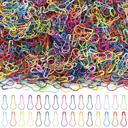 Ysleen 1500 Pcs Calabash Crochet Stitch Markers Bulb Safety Pins Crocheting Assorted Pear Shaped Metal Knitting Pins for Sewing Clothing DIY Craft Making, 0.9 x 0.4 Inches(Multicolor)