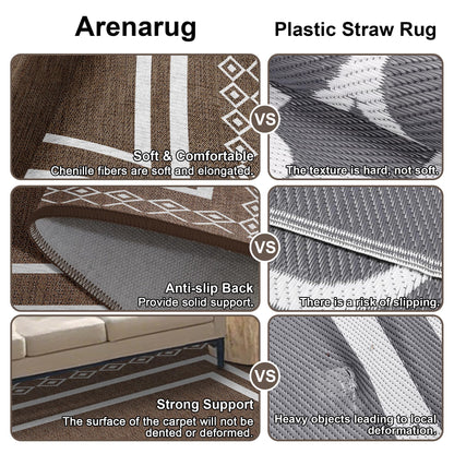 Arenarug Outdoor Patio Rug, Outside Rectangular Carpet, Moroccan Geometric Rugs, Washable Large Indoor Outdoor Rug 8x10 Mats for RV, Picnic, Backyard, Deck, Balcony, Porch, Beach