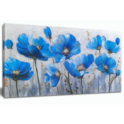 Tarfupth Blue Floral Canvas Wall Art for Bedroom Botanical Painting Wildflower Pictures Large Artwork for Living Room Office Home Wall Decor 20x40 Inch