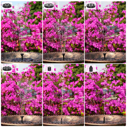 AISITIN 3.5W Solar Fountain Pump Built-in 1500mAh Battery, Bird Bath Fountain with 6 Nozzles, Solar Floating Water Pump for Bird Bath, Fish Tank, Pond, Pool, Garden and Outdoor