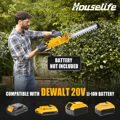 Houselife Cordless Hedge Trimmer Compatible with Dewalt 20V MAX Battery(Tool Only), 18'' Electric Hedge Trimmers Cordless, Lightweight Battery Powered Bush Trimmer for Yard, Garden