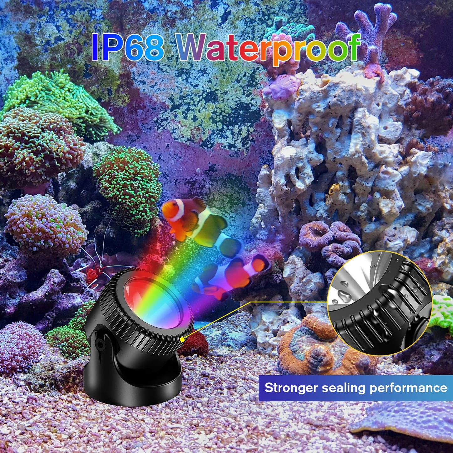 POPOSOAP RGB Underwater Pond Lights with Timer, 20 Colors Dimmable Submersible Led Fountain Lights with IP68 Waterproof, Support Remote Control for Outdoor Ponds Aquarium Garden Pool (4 Set)