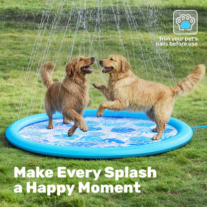 SLOOSH Splash Pad Sprinkler Mat - 6ft Tropical Leaves Outdoor Water Play Toys for Kids Dogs, Backyard Party in Summer Decor Outside Water Games Fountain Pool Children Boys Girls Toddlers Baby (Blue)