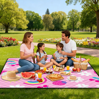 Extra Large Picnic Blanket Waterproof,80"x 80"Foldable Machine Washable Beach Blankets,Outdoor Blanket for 6-8 Adults, Picnic Mat Suitable for Indoor Crawling,Park Beach,Camping,Hiking, Travel(Pink)
