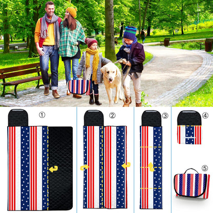 Poedist Extra Large Patriotic Picnic Blanket Waterproof,80"x 80"Foldable Machine Washable Beach Blanket,Outdoor Blanket for 6-8 Adults,Suitable for Indoor Crawling,Park Beach,Camping,Hiking,Family