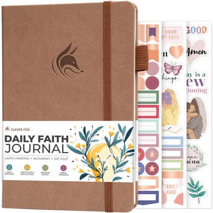 Clever Fox Daily Faith Journal – Guided Prayer, Gratitude & Bible Study Notebook – Faith Based Gifts & Journaling Supplies for Women (Dark Terracotta)