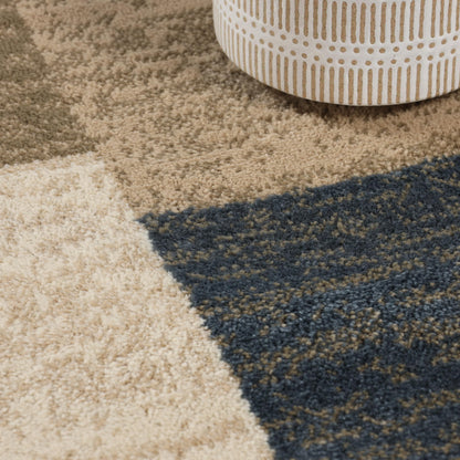 Superior Indoor Large Area Rug, Jute Backed, Perfect For Entryway, Office, Living/ Dining Room, Bedroom, Kitchen, Modern Geometric Patchwork Floor Decor, Clifton Collection, 5' x 8', Grey/ Brown